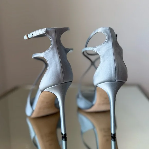New JIMMY CHOO Azia 95 Heeled Sandals - Ice Blue $1,150 40 - Picture 8 of 13